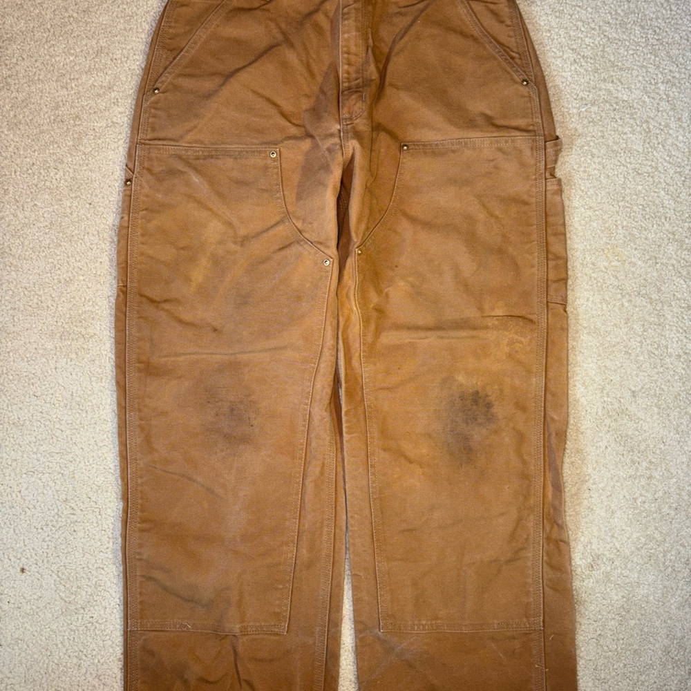 Vintage Carhartt Brown Double Knees Workwear Carpenter Pants 32x29 Made In USA